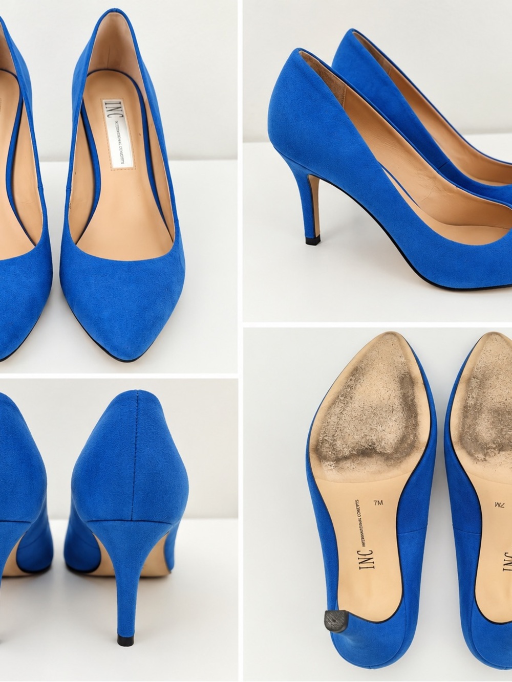 INC International Concepts Royal Blue Suede Pointed-Toe Pumps
